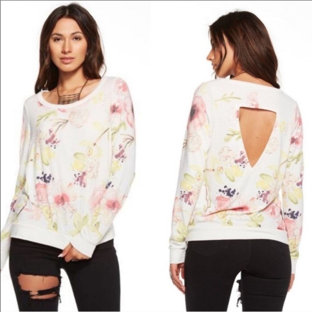 Chaser Floral Back Cut-Out Cream/Pink Sweatshirt
